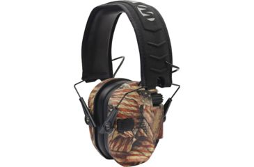 Image of Walkers Razor Series Slim Shooter Folding Electronic Ear Muffs, 23 dB NRR, Flag, GWP-RSEM-BARM