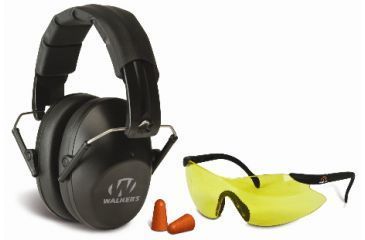 Image of DEMO, Walkers Low Profile Folding Ear Muffs, 31 dB NRR, Black, w/Glasses and Plugs, GWP-FPM1GFP