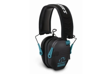 Image of Walkers Razor Series Slim Shooter Folding Electronic Ear Muffs, 23 dB NRR, Black/Teal, GWP-RSEM-TL