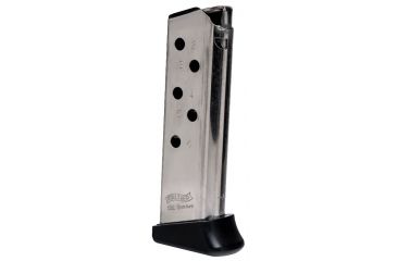 Image of Walther PPK 380 .380ACP 6 Round Pistol Magazine, Finger Rest, Nickel, 1 Pack, Steel, 2246010-6RD