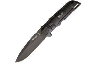 Image of Walther BUK Back Up Knife Fixed Blade Knife, 4in, 440 Stainless Steel, Standard Edge, Black Synthetic Handle WAL50720