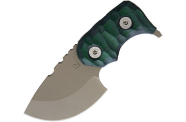 Image of Wander Tactical Tryceratops Knife, 5.25in Overall, 2.75in Dark Earth Gun-Kote Finish D2 Tool Steel Blade, Green Sculpted Micarta Handle, Black Kydex Neck Sheath, TRYCERATOPS / FDE / GREEN