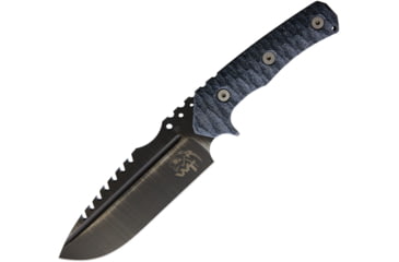 Image of Wander Tactical URO Saw, 6 Iron Washed finish sawback D2 tool steel blade, Black sculpted micarta handle, URO SAW / IRON WASH / BLACK