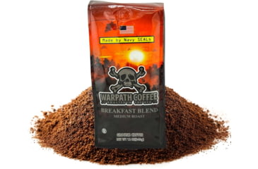 Image of Warpath Coffee Breakfast Blend Ground Coffee, Medium Roast, Black, 12 Ounce, 102, 102