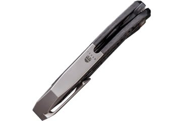 Image of We Knife Co Ltd Arrakis Framelock Folding Knife, 4.5in Closed, 3.5in Bohler M390 SS Blade, Gray Titanium Handle With Carbon Fiber Inlay, Pocket Clip, Black Stonewash And Satin Blade, Gray, 906CF-D