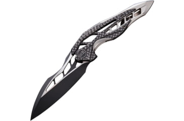 Image of We Knife Co Ltd Arrakis Framelock Folding Knife, 4.5in Closed, 3.5in Bohler M390 SS Blade, Gray Titanium Handle With Carbon Fiber Inlay, Pocket Clip, Black Stonewash And Satin Blade, Gray, 906CF-D