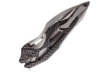 Image of We Knife Co Ltd Arrakis Framelock Folding Knife, 4.5in Closed, 3.5in Bohler M390 SS Blade, Gray Titanium Handle With Carbon Fiber Inlay, Pocket Clip, Stonewash And Satin Blade, Gray, 906CF-C