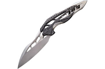 Image of We Knife Co Ltd Arrakis Framelock Folding Knife, 4.5in Closed, 3.5in Bohler M390 SS Blade, Gray Titanium Handle With Carbon Fiber Inlay, Pocket Clip, Stonewash And Satin Blade, Gray, 906CF-C