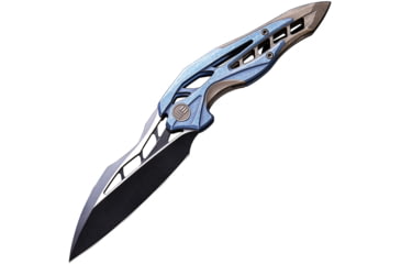 Image of We Knife Co Ltd Arrakis Framelock Folding Knife, 4.5in Closed, 3.5in M390 SS Blade, Blue/Brown Stonewash Titanium Handle, Black Stonewash And Satin Blade, Black Nylon Case, 906B