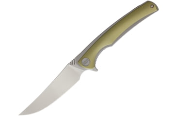 Image of We Knife Co Ltd Limited Edition Linerlock Gold Satin Handle, 4.5in Closed, 3.5in Damascus Steel Clip Point, Bronze Titanium Handle w/Carbon Fiber Onlay, Serialized Limited Edition Of 90, Bronze, 704DS