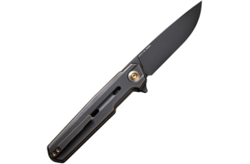 Image of We Knife Co Ltd Navo Bronze Folding Knife, 4.5in Closed, 3.25in Black Stonewash CPM-20CV Stainless Steel Blade, Black/Bronze Titanium Handle, Nylon Case, WE22026-3