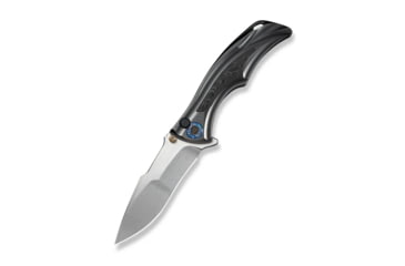 Image of Tighe Down Flipper &amp; Thumb Stud &amp; Button Lock Knife Polished Gray Orange Peel Textured Titanium Integral Handle With Rose Carbon Fiber Inlay