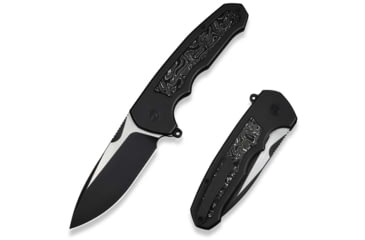 Image of We Knife Co Ltd Starlash Flipper Knife Black Titanium Handle With Aluminum Foil Carbon Fiber Inlay 3.97inch Black Stonewashed Bohler M390 Blade, Satin Flat
