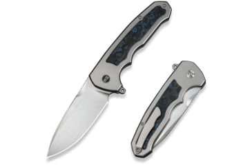 Image of We Knife Co Ltd Starlash Flipper Knife Polished Bead Blasted Titanium Handle With Arctic Storm Fatcarbon Fiber Inlay 3.97inch Hand Rubbed Satin Bohler M390 Blade