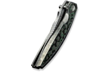 Image of We Knife Co Ltd Weknife Quinseris Flipper &amp; Thumb Stud Knife Crystalized Silver Titanium Handle With Jungle Wear Fat Carbon Fiber Inlay 3.96inch Fafnir Damasteel Blade We23093-ds1 - WE23093-DS1