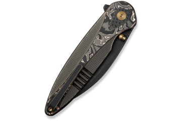 Image of We Knife Co Ltd Weknife Zenthra Flipper &amp; Thumb Stud Knife Bronze / Black Titanium Handle With Copper Foil Carbon Fiber Inlay 3.3inch Black Stonewashed Bohler M390 Blade We24021c-3 - WE24021C-3