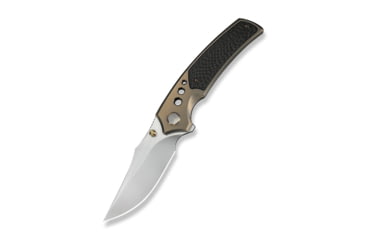 Image of We Knife Co Ltd Skynix Flipper &amp; Thumb Stud Knife Champagne Titanium Handle With Twill Carbon Fiber Inlay