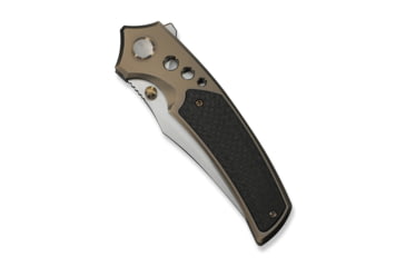 Image of We Knife Co Ltd Skynix Flipper &amp; Thumb Stud Knife Champagne Titanium Handle With Twill Carbon Fiber Inlay
