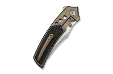 Image of We Knife Co Ltd Skynix Flipper &amp; Thumb Stud Knife Champagne Titanium Handle With Twill Carbon Fiber Inlay