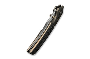 Image of We Knife Co Ltd Skynix Flipper &amp; Thumb Stud Knife Champagne Titanium Handle With Twill Carbon Fiber Inlay