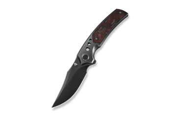 Image of We Knife Co Ltd Skynix Flipper &amp; Thumb Stud Knife Polished Gray Titanium Handle With Black &amp; Red Carbon Fiber Inlay