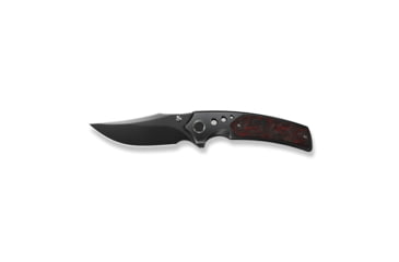 Image of We Knife Co Ltd Skynix Flipper &amp; Thumb Stud Knife Polished Gray Titanium Handle With Black &amp; Red Carbon Fiber Inlay