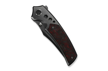 Image of We Knife Co Ltd Skynix Flipper &amp; Thumb Stud Knife Polished Gray Titanium Handle With Black &amp; Red Carbon Fiber Inlay