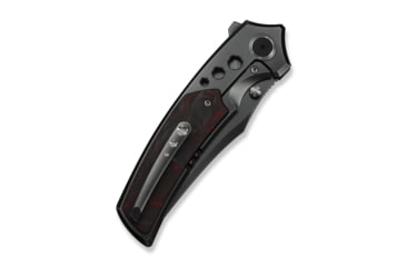 Image of We Knife Co Ltd Skynix Flipper &amp; Thumb Stud Knife Polished Gray Titanium Handle With Black &amp; Red Carbon Fiber Inlay