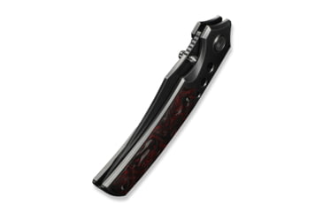 Image of We Knife Co Ltd Skynix Flipper &amp; Thumb Stud Knife Polished Gray Titanium Handle With Black &amp; Red Carbon Fiber Inlay