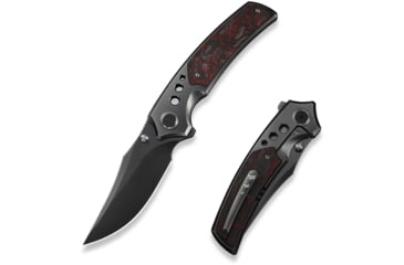 Image of We Knife Co Ltd Skynix Folding Knife, 3.7in, Bohler M390 Steel, Clip Point Blade, Gray/Black/Red 6AL4V Titanium Handle, WE24087-4