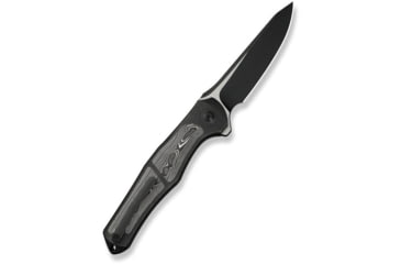 Image of We Knife Co Ltd Weknife 702xi Flipper &amp; Button Lock Knife Black Titanium Integral Handle With Aluminum Foil Carbon Fiber Inlay - WE07B-2
