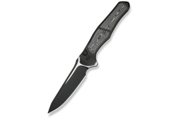 Image of We Knife Co Ltd Weknife 702xi Flipper &amp; Button Lock Knife Black Titanium Integral Handle With Aluminum Foil Carbon Fiber Inlay - WE07B-2
