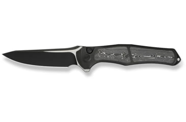 Image of We Knife Co Ltd Weknife 702xi Flipper &amp; Button Lock Knife Black Titanium Integral Handle With Aluminum Foil Carbon Fiber Inlay - WE07B-2