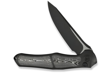Image of We Knife Co Ltd Weknife 702xi Flipper &amp; Button Lock Knife Black Titanium Integral Handle With Aluminum Foil Carbon Fiber Inlay - WE07B-2