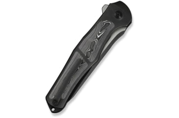 Image of We Knife Co Ltd Weknife 702xi Flipper &amp; Button Lock Knife Black Titanium Integral Handle With Aluminum Foil Carbon Fiber Inlay - WE07B-2