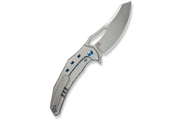 Image of We Knife Co Ltd Weknife Epaulette Flipper &amp; Thumb Hole Knife Diamond Patterned Polished Bead Blasted Titanium Handle 3.45inch Polished Bead Blasted Bohler M390 Blade We24024-3 - WE24024-3