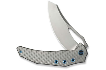 Image of We Knife Co Ltd Weknife Epaulette Flipper &amp; Thumb Hole Knife Diamond Patterned Polished Bead Blasted Titanium Handle 3.45inch Polished Bead Blasted Bohler M390 Blade We24024-3 - WE24024-3