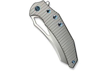 Image of We Knife Co Ltd Weknife Epaulette Flipper &amp; Thumb Hole Knife Diamond Patterned Polished Bead Blasted Titanium Handle 3.45inch Polished Bead Blasted Bohler M390 Blade We24024-3 - WE24024-3