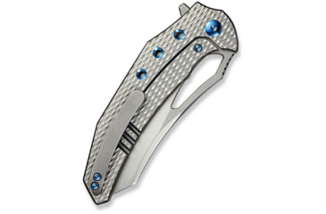 Image of We Knife Co Ltd Weknife Epaulette Flipper &amp; Thumb Hole Knife Diamond Patterned Polished Bead Blasted Titanium Handle 3.45inch Polished Bead Blasted Bohler M390 Blade We24024-3 - WE24024-3