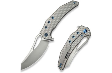 Image of We Knife Co Ltd Weknife Epaulette Flipper &amp; Thumb Hole Knife Diamond Patterned Polished Bead Blasted Titanium Handle 3.45inch Polished Bead Blasted Bohler M390 Blade We24024-3 - WE24024-3