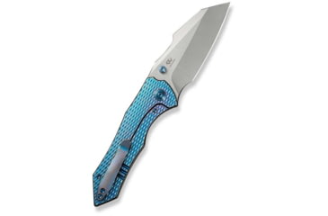 Image of We Knife Co Ltd Weknife High-fin Xl Thumb Stud Knife Diamond Patterned Blue / Purple Titanium Handle 3.48inch Stonewashed Cpm 20cv Blade We24010-2 - WE24010-2