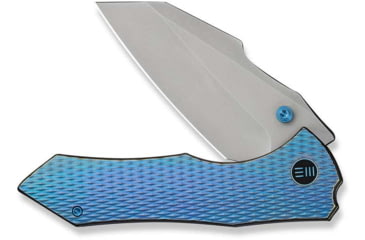 Image of We Knife Co Ltd Weknife High-fin Xl Thumb Stud Knife Diamond Patterned Blue / Purple Titanium Handle 3.48inch Stonewashed Cpm 20cv Blade We24010-2 - WE24010-2