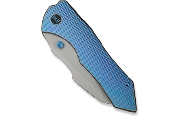 Image of We Knife Co Ltd Weknife High-fin Xl Thumb Stud Knife Diamond Patterned Blue / Purple Titanium Handle 3.48inch Stonewashed Cpm 20cv Blade We24010-2 - WE24010-2