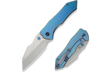 Image of We Knife Co Ltd Weknife High-fin Xl Thumb Stud Knife Diamond Patterned Blue / Purple Titanium Handle 3.48inch Stonewashed Cpm 20cv Blade We24010-2 - WE24010-2