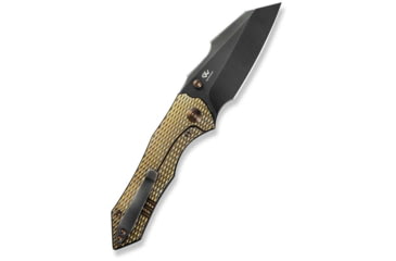 Image of We Knife Co Ltd Weknife High-fin Xl Thumb Stud Knife Diamond Patterned Golden Polished Titanium Handle 3.48inch Polished Gray Cpm 20cv Blade We24010-3 - WE24010-3