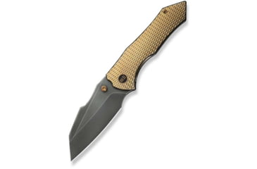 Image of We Knife Co Ltd Weknife High-fin Xl Thumb Stud Knife Diamond Patterned Golden Polished Titanium Handle 3.48inch Polished Gray Cpm 20cv Blade We24010-3 - WE24010-3