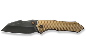 Image of We Knife Co Ltd Weknife High-fin Xl Thumb Stud Knife Diamond Patterned Golden Polished Titanium Handle 3.48inch Polished Gray Cpm 20cv Blade We24010-3 - WE24010-3