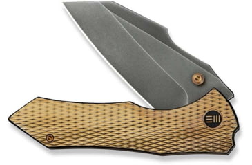 Image of We Knife Co Ltd Weknife High-fin Xl Thumb Stud Knife Diamond Patterned Golden Polished Titanium Handle 3.48inch Polished Gray Cpm 20cv Blade We24010-3 - WE24010-3