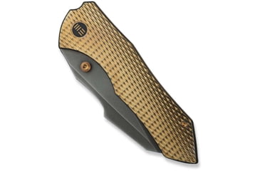Image of We Knife Co Ltd Weknife High-fin Xl Thumb Stud Knife Diamond Patterned Golden Polished Titanium Handle 3.48inch Polished Gray Cpm 20cv Blade We24010-3 - WE24010-3