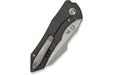 Image of We Knife Co Ltd Weknife High-fin Xl Thumb Stud Knife Diamond &amp; Tiger Stripe Patterned Flamed Titanium Handle 3.48inch Polished Bead Blasted Cpm 20cv Blade We24010-4 - WE24010-4